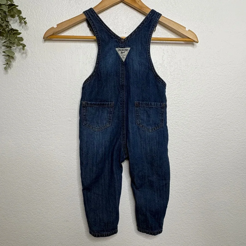 OshKosh Bgosh Kids 18M Blue Denim Flannel Lined Buffalo Plaid Vestbak Overalls